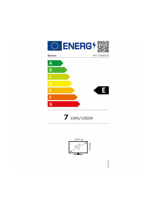 Denver Frameo PFF-726 Цифрова рамка с докоснете екран 7" Резолюция 1024x600 с WiFi Бял