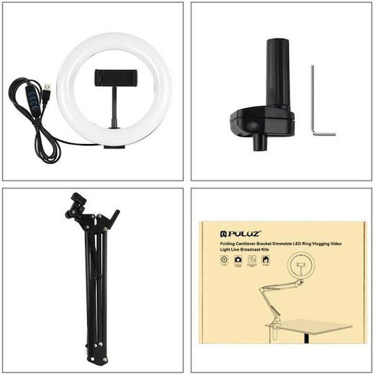 Puluz Selfie Ring Light LED Ring Light 26cm with Desktop Stand and Mobile Phone Holder