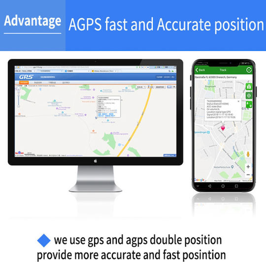 TK203 Ηλεκτρικό Κολάρο GPS Σκύλου με Γαλάζιο Λουράκι