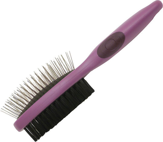 Rosewood Sided Brush Small for Misc Hair Lengths Double Sided for Coat Grooming Purple