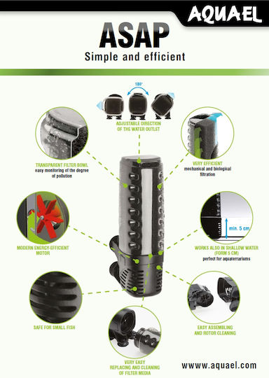 Aquael ASAP 700 Internal Filter 6.8W for Aquariums up to 250lt with Performance 650lt/h
