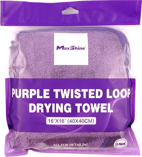 Maxshine Twisted Loop Cloth Microfiber Drying Car 600gsm Purple 40x40cm