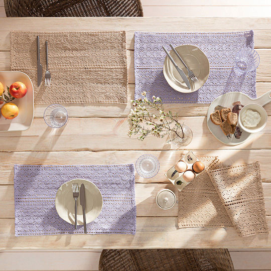 Gofis Home Chrochet Σουπλά Υφασμάτινο Violet 50x32cm