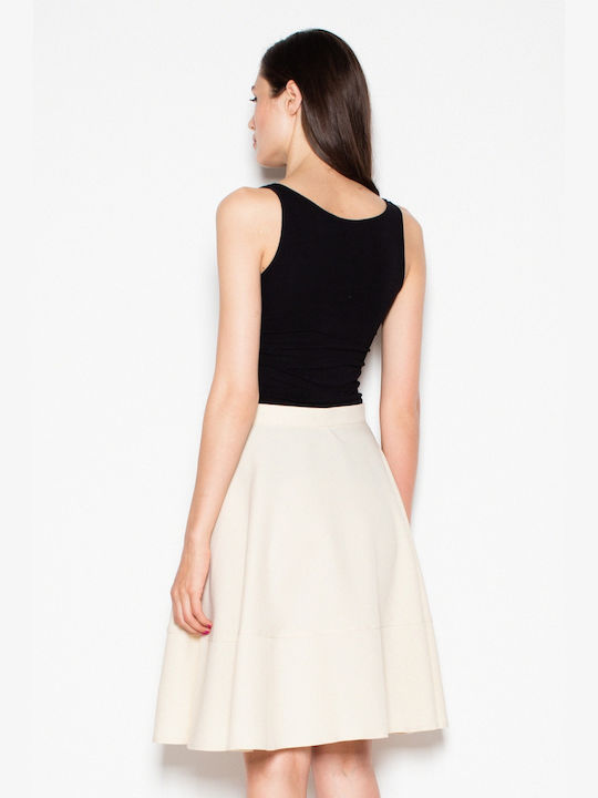 Venaton High Waist Midi Skirt Cloche in Beige color