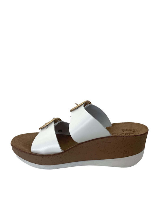 Helena Anatomic Women's Leather Platform Wedge Sandals White