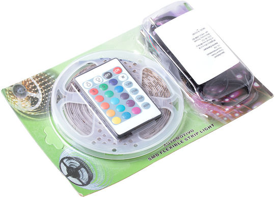 LED Strip 12V RGB Light 5m Type SMD3528 with Power Supply & Remote Control