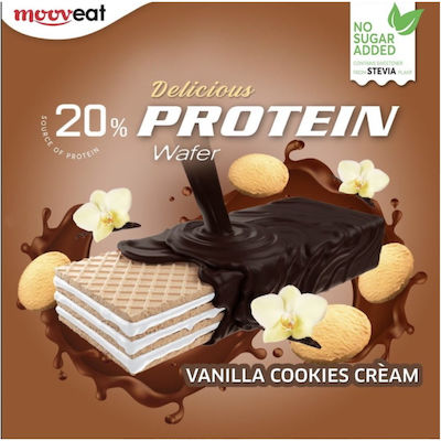 Mooveat Delicious Protein Wafer Baton cu 20% Proteină & Aromă Vanilie Biscuiți Cu Cremă 46gr