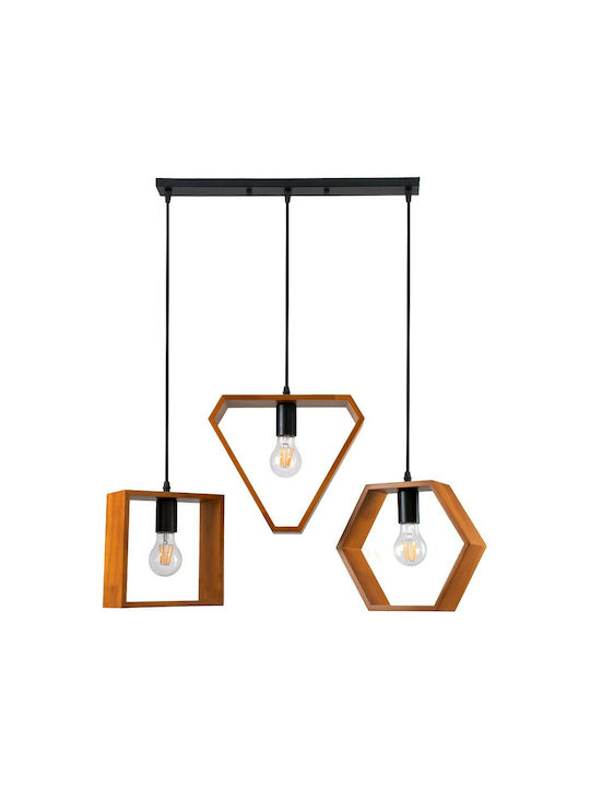 GloboStar Elise Pendant Light Brown Rail with Socket E27 76x8x130cm