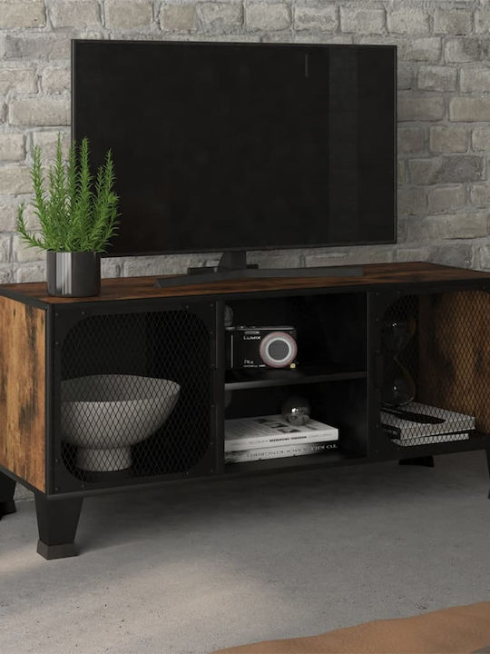 TV Stand from Metal & Wood Black - Brown L105xW36xH47cm