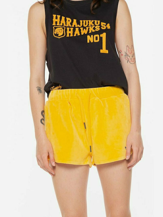 Superdry Vintage Jersey Women's Sporty Shorts Yellow