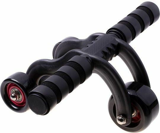 Abdominal Wheel Black with Anti-Slip Handles & Mat