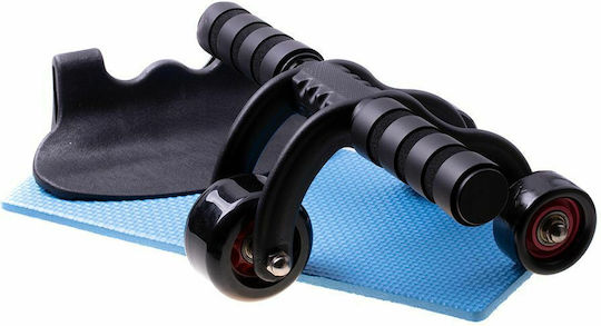 Abdominal Wheel Black with Anti-Slip Handles & Mat