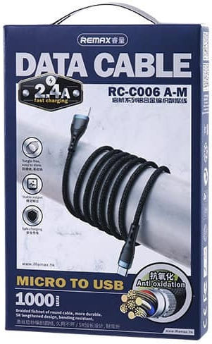 Remax RC-C006 Braided USB 2.0 to micro USB Cable Μαύρο 1m