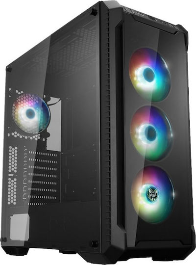 FSP/Fortron CMT151 Gaming Midi Tower Κουτί Υπολογιστή με Πλαϊνό Παράθυρο και RGB Φωτισμό Μαύρο