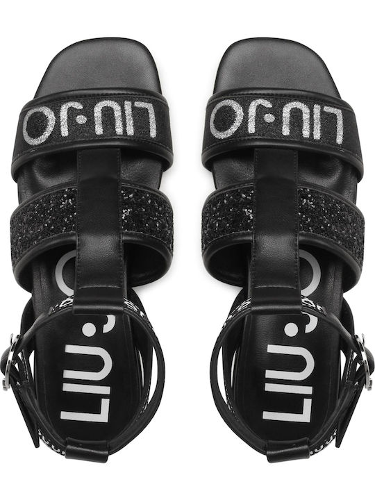 Astra Leather Women's Flat Sandals in Black Color