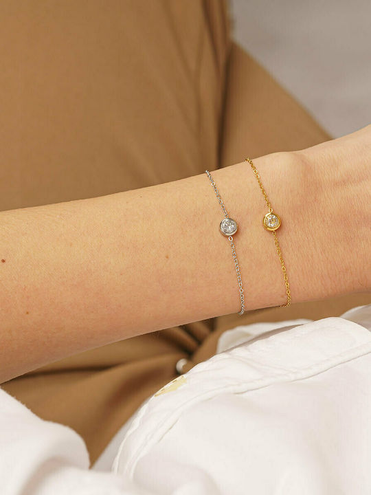 Excite-Fashion Bracelet Chain made of Steel Gold Plated with Zircon