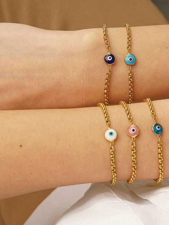 Excite-Fashion Bracelet Chain with design Eye made of Steel Gold Plated