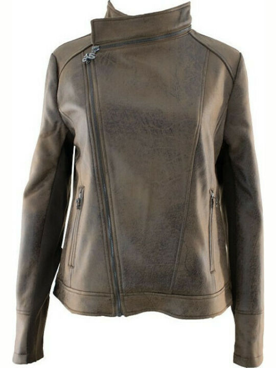 Millet Women's Short Biker Jacket for Winter Brown