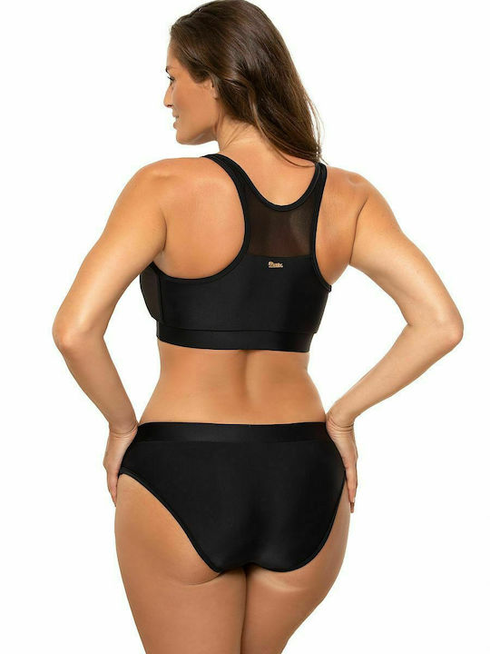 Marko Padded Bikini Set Sports Bra & Slip Bottom with Detachable Straps Black