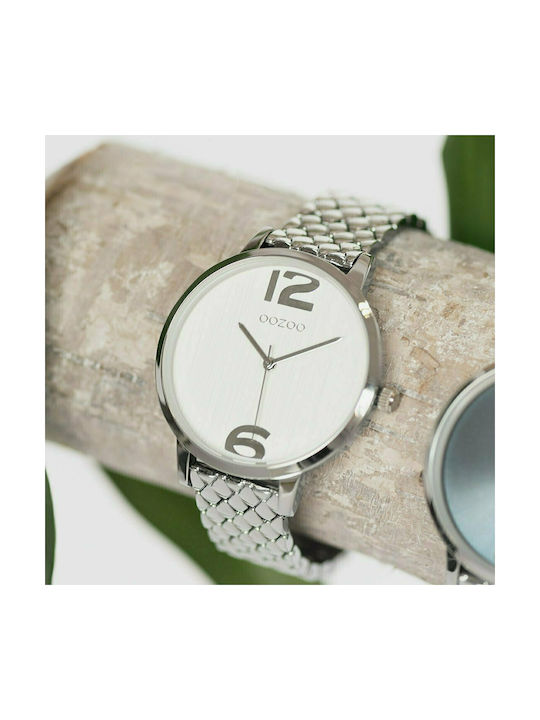 Oozoo Timepieces Ρολόι με Λευκό Μεταλλικό Μπρασελέ