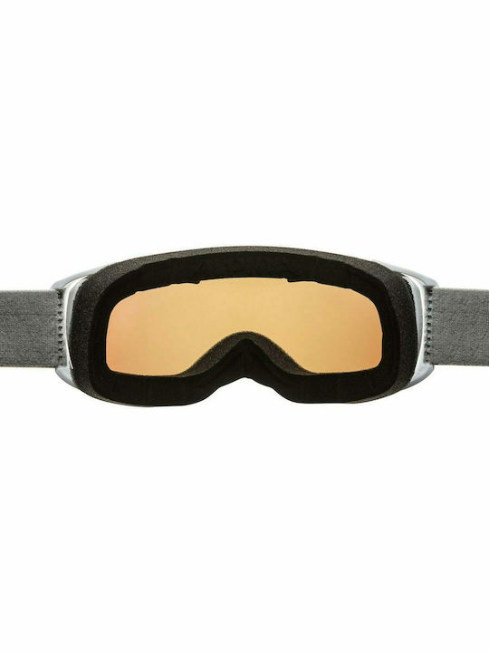 Estetica Mască de schi și snowboard pentru adulți, albă, cu lentilă galbenă cu efect de oglindă