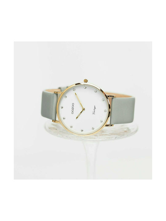 Oozoo Vintage Uhr mit Gray Lederarmband