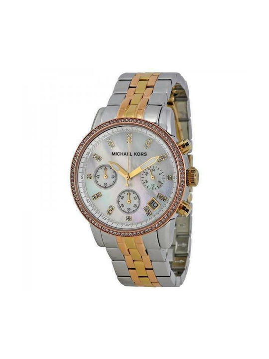 Michael Kors Ritz Watch Chronograph with Silver Metal Bracelet