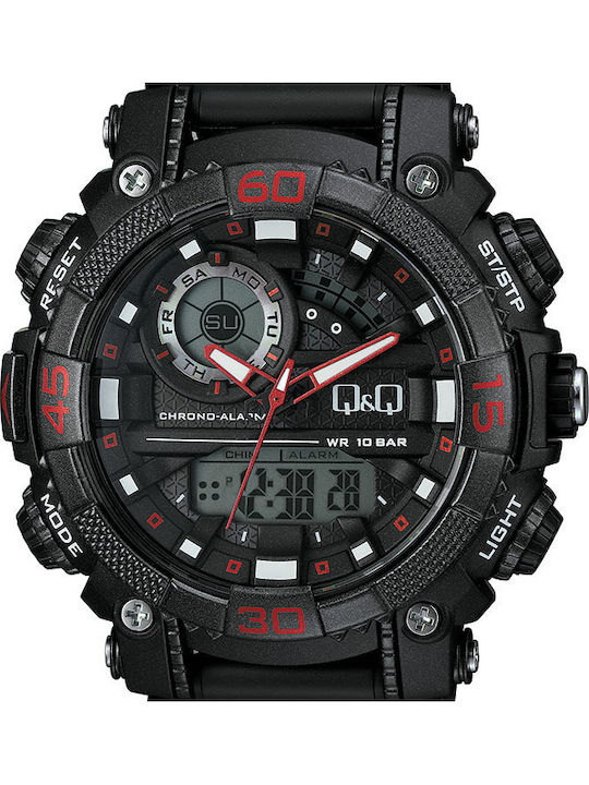 Q&Q Men's Watch 52mm Battery with Black Rubber Strap