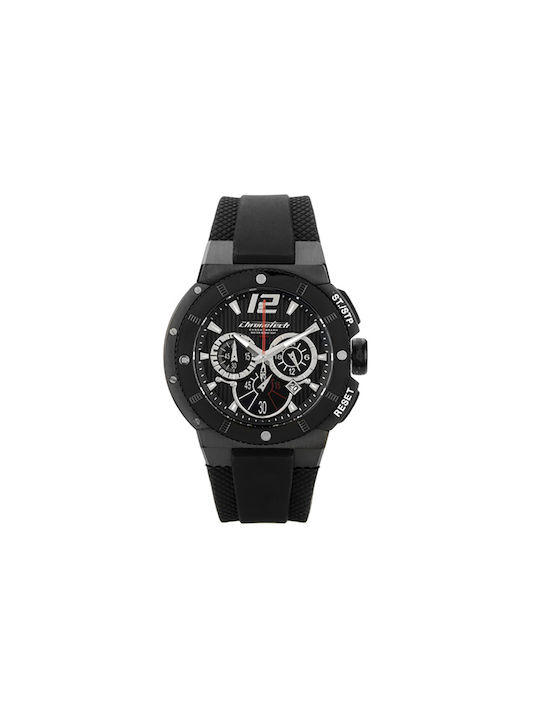 Chronotech CT7976M-04 Watch Chronograph Battery with Black Rubber Strap CT7976M-04