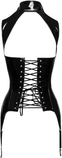 Black Level Body Vinyl Corset Cu Cupe Deschise Negru