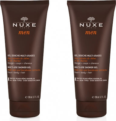 Nuxe Men's Shower Gel Duo Shower Gel for Men for Hair , Face & Body 2x100ml