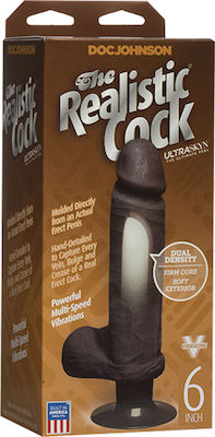 Doc Johnson The Realistic Cock Ultraskyn Vibrating Realistisch Vibrator 21.5cm 1160-03-BX Chocolate