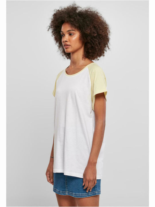 Γυναικείο T-shirt White / Soft Yellow
