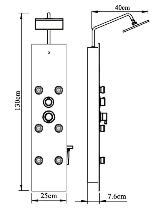 vidaXL Shower Column 130cm Black