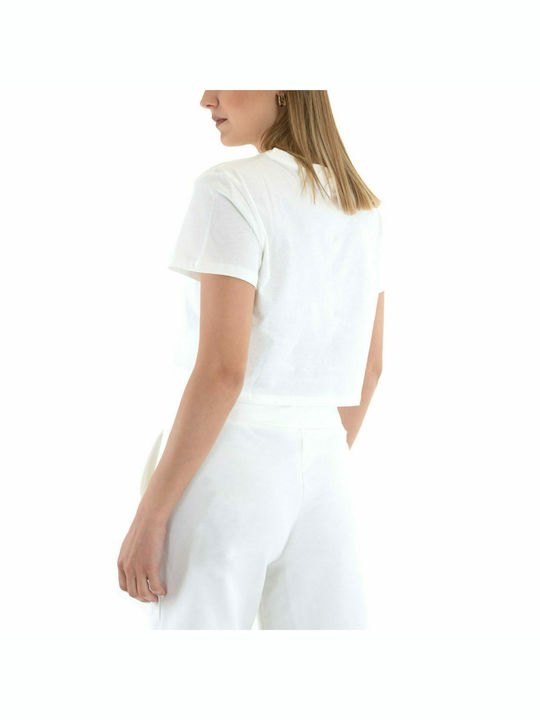 Kendall + Kylie Women's Summer Crop Top Cotton Short Sleeve White