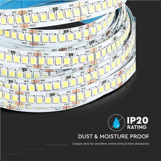V-TAC Ταινία LED 24V Φυσικό Λευκό Φως 5m Τύπου SMD2835