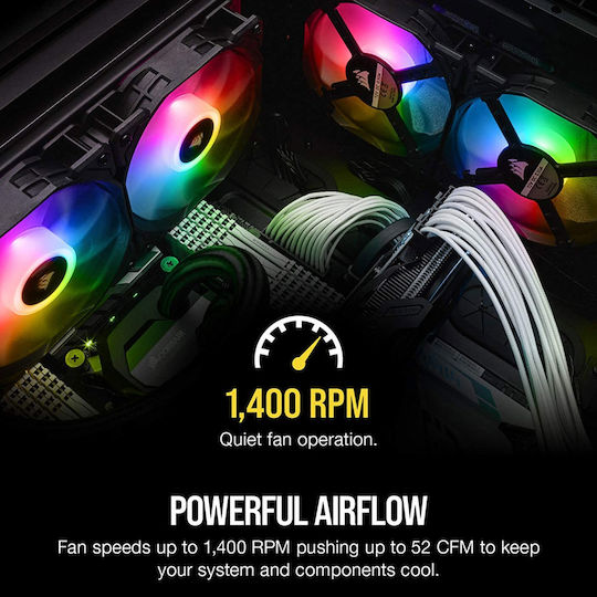 Corsair iCUE SP120 PRO Performance Case Fan (1400rpm / 52cfm) με RGB Φωτισμό και Σύνδεση 4-Pin PWM