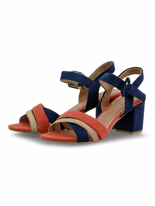 Marco Tozzi Women's Sandals Navy Blue with Chunky Medium Heel