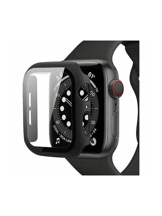 Пластмасов Калъф със Стъкло в Черен цвят за Apple Watch 45 мм