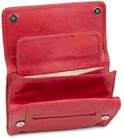 Fetiche Leather Tobacco Pouch AN 1-367 With Magnetic Clasp Red