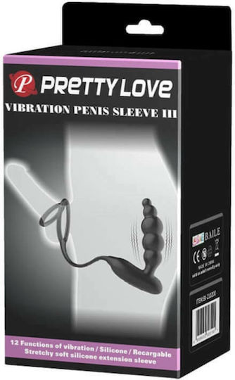 Pretty Love Vibration Penis Sleeve III Vibrating Cock Ring Schwanz mit Analplug Black