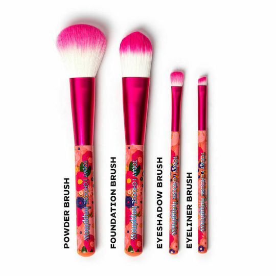 Legami Milano Set of Makeup Brushes with Synthetic Bristle Oh My Glow Flowers 4 Pieces