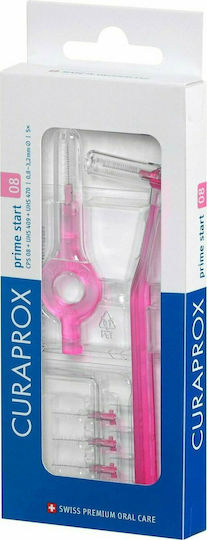 Curaprox Prime Start Handle with Interdental Brush Refills 0.8mm Pink 1pcs