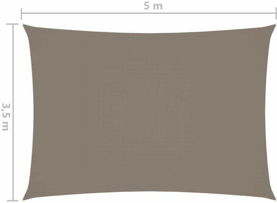 vidaXL Rectangular Shade Sail Brown With Hoop & with PU Coating 3.5x5m Rectangle made of Oxford fabric