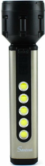 Andowl Rechargeable Flashlight LED Dual Function with Maximum Brightness 70lm Black