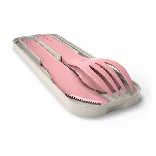 Micro Σετ Βρεφικά Μαχαιροπίρουνα MB Pocket από Μέταλλο Pink Blush σε Θήκη 2τμχ