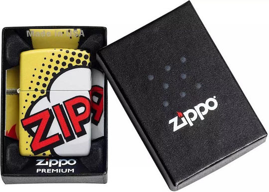 Zippo Pop Art Design Feuerzeug Flamme in Gelber Farbe