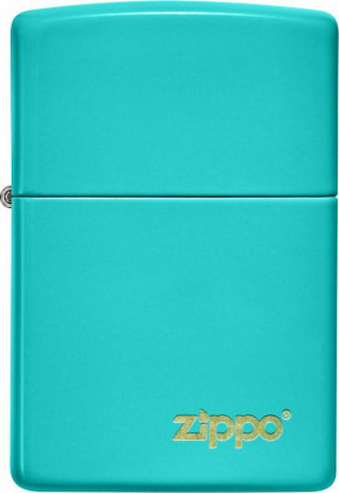 Zippo Classic Logo Ветроустойчив Запалка Пламък Тюркоаз