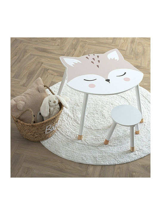 Fox Kids Table made of Wood White Atmosphera