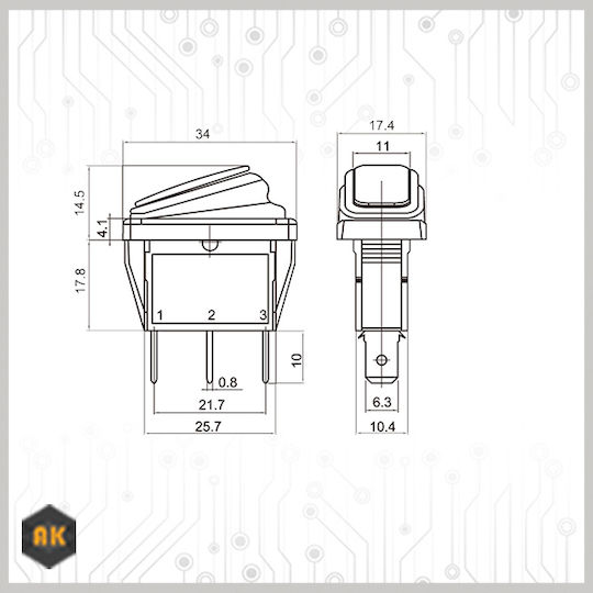 KAL Electronics Διακόπτης Rocker Με φωτισμό